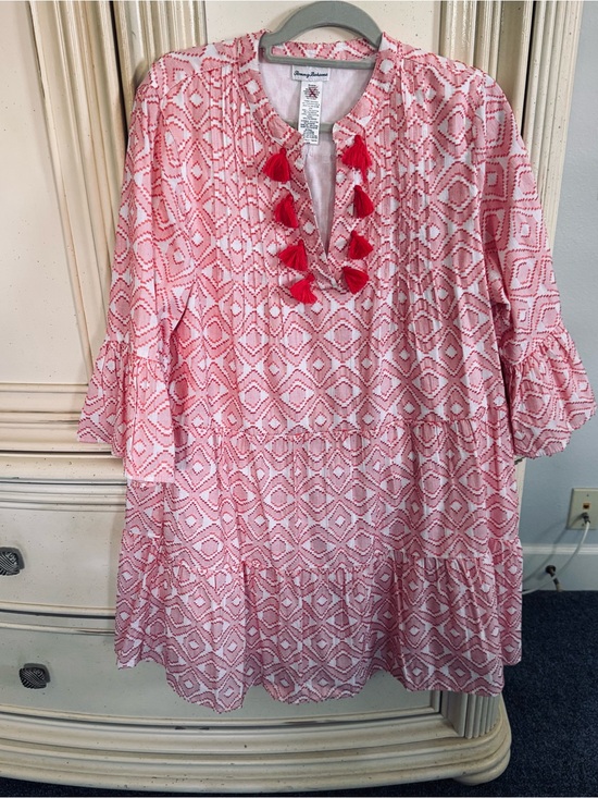 Tommy Bahama Dresses & Skirts - Tommy Bahama Red and White Printed Tassel Tunic Dress fully lined